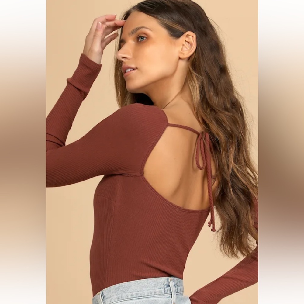 Lulus Ribbed Long Sleeve Bodysuit - Picture 3 of 6